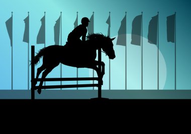 Atlama, üstesinden engeller, at binicilik spor gösterisi ile 