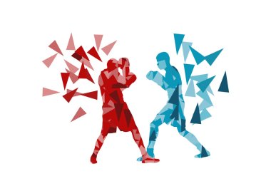 Man boxing fight facing each other in match vector background co