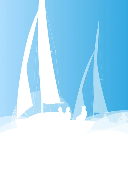 Sailing yacht race vector background transportation competition — Stock Vector