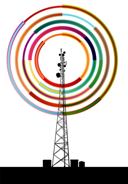 Antenne Übertragung Kommunikation Turm Vektor Hintergrund — Stockvektor