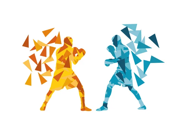 Homme boxe combat face à face dans match vectoriel fond co — Image vectorielle