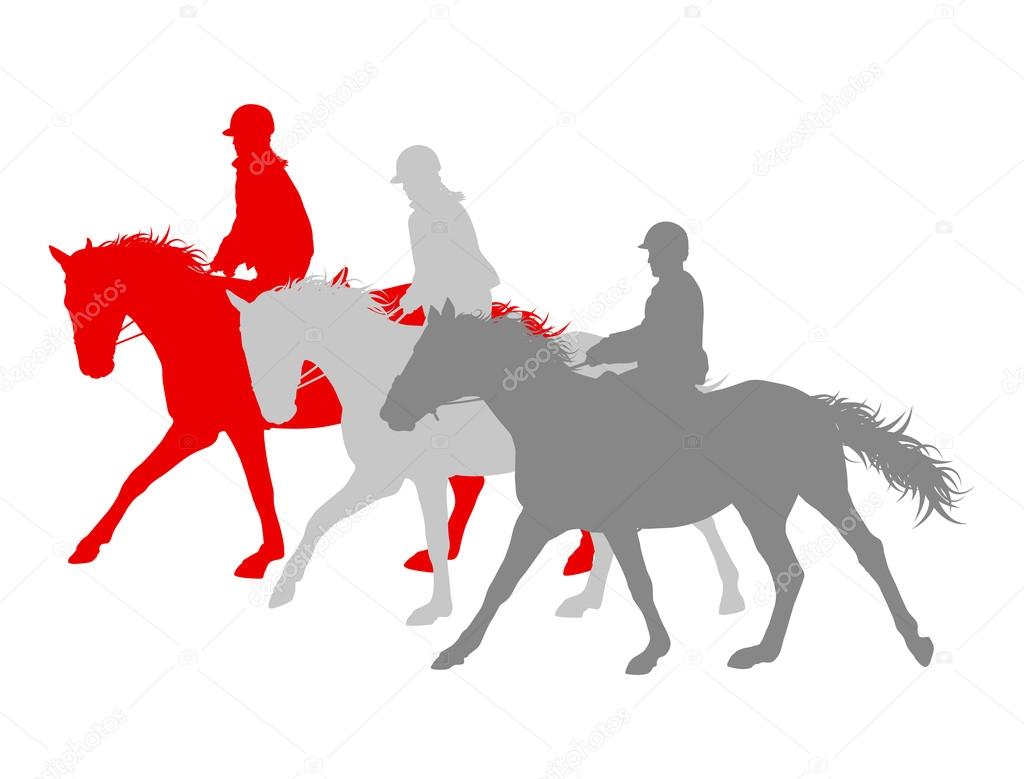 Horse riding winner vector background concept isolated over whit