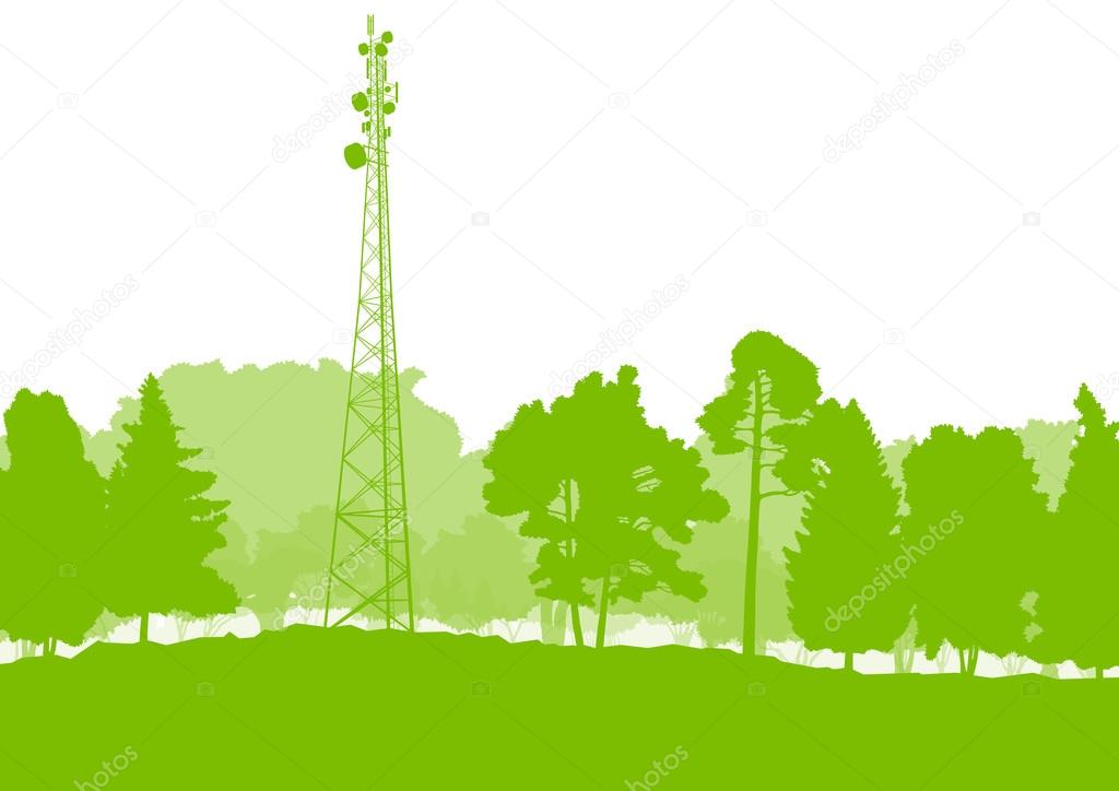 Antenna transmission communication tower vector background green