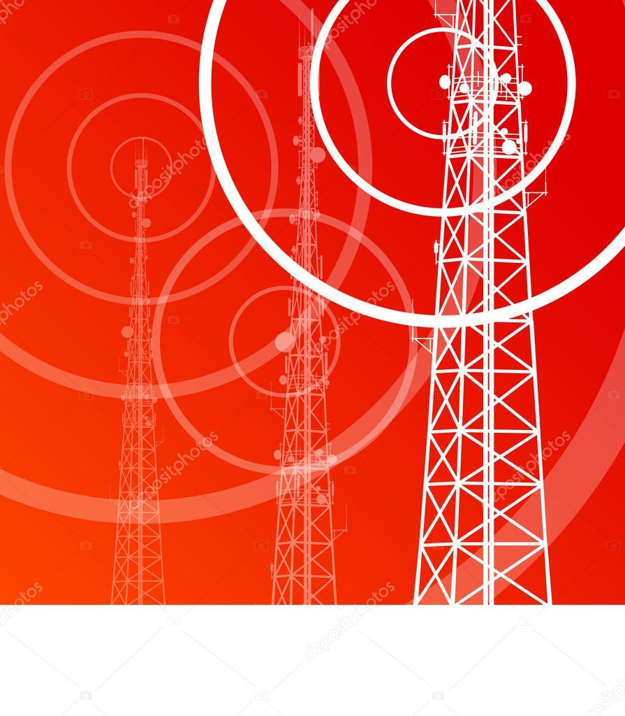 Antenna transmission communication tower vector background