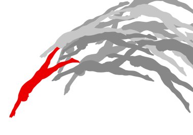 Sporcu adam yüzücü vektör arka plan kavramı atlama