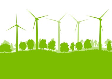 Rüzgar jeneratör türbin temiz enerji kavramı vektör arka plan
