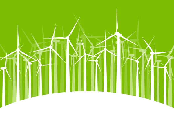 風力発電機タービン クリーン エネルギー概念のベクトルの背景 — ストックベクタ