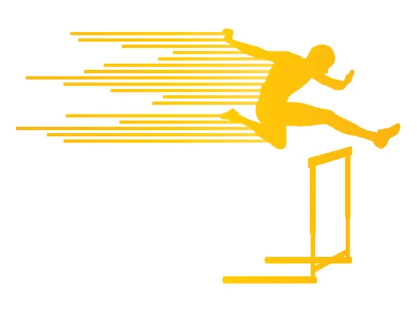 Athlete man hurdling in track and field vector background concep — Stock Vector