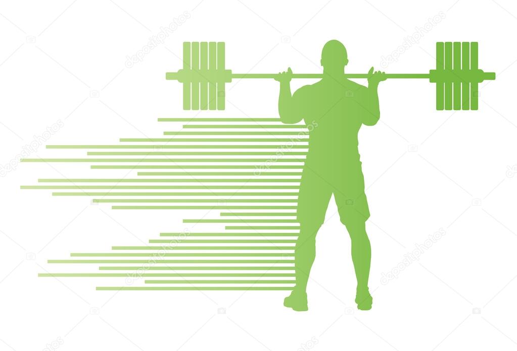 Weight lifting man abstract vector background concept