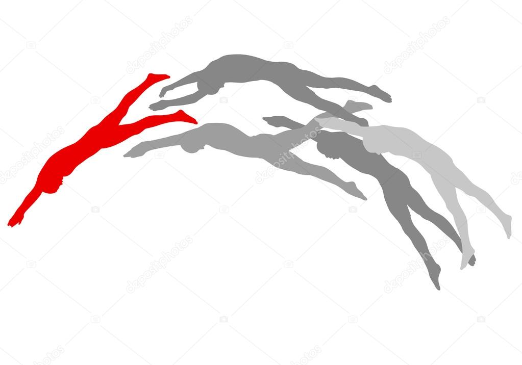 Athlete man swimmer jumping vector background concept