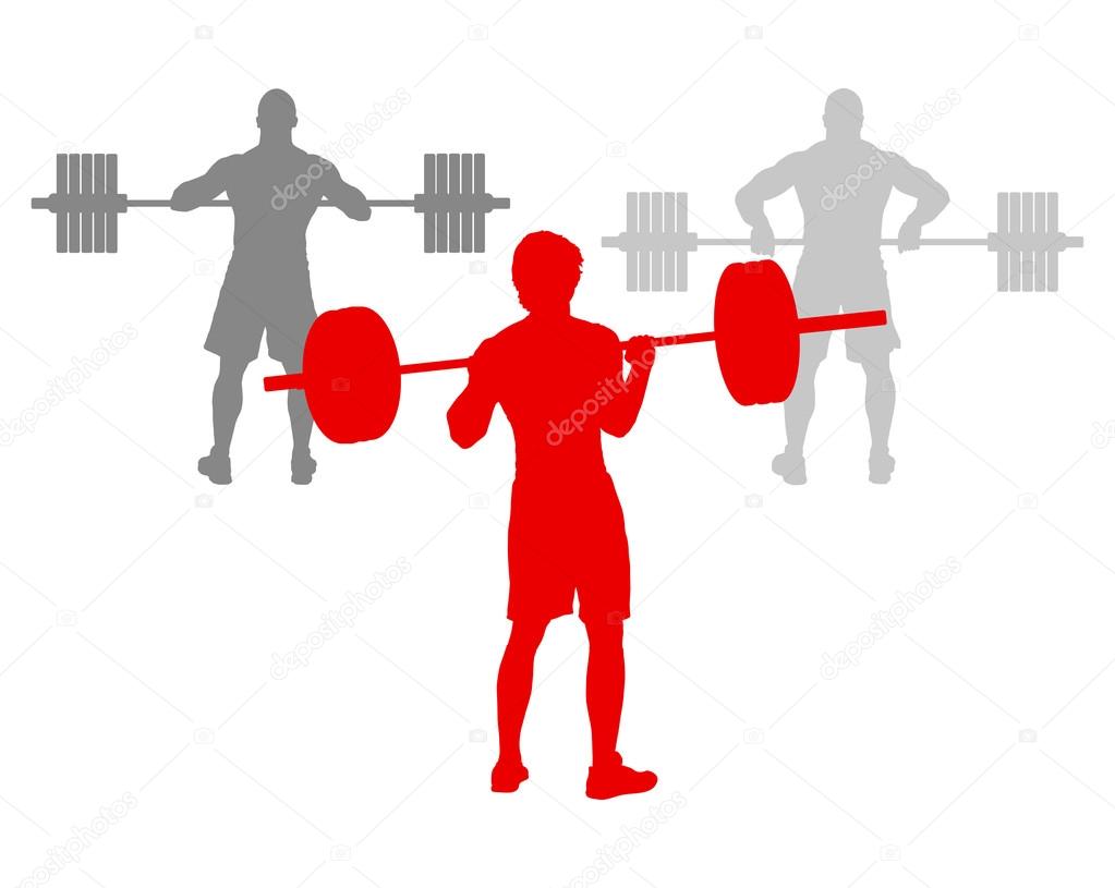 Man powerlifting weights isolated abstract winner concept vector
