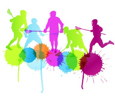 Lacrosse player in action vector background concept with color s