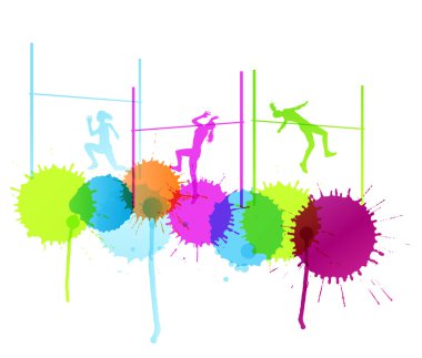 High jump woman vector abstract background concept