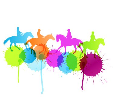 Horse riding vector background concept with color splashes