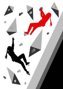 Climber woman winner vector background concept