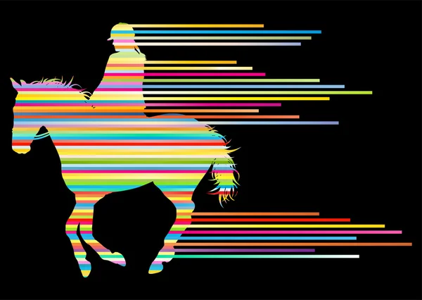 Equitación deporte ecuestre con caballo y jinete vector backgr — Vector de stock