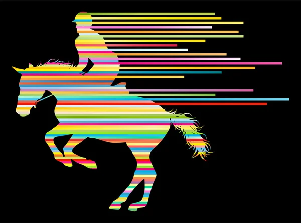 Equitación deporte ecuestre con caballo y jinete vector backgr — Vector de stock