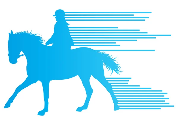 Horse riding equestrian sport with horse and rider vector backgr — 图库矢量图片