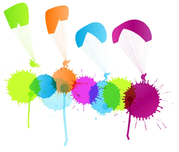 Paragliding vector background concept with color splashes — Stockvector