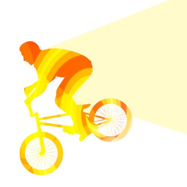 Extreme cyclists abstract bicycle rider silhouette vector backgr