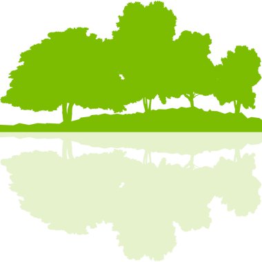 Forest trees wild nature silhouettes landscape illustration back