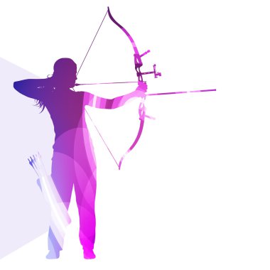 Archer training bow man silhouette illustration vector backgroun