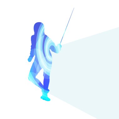 Fencing man silhouette vector background colorful concept