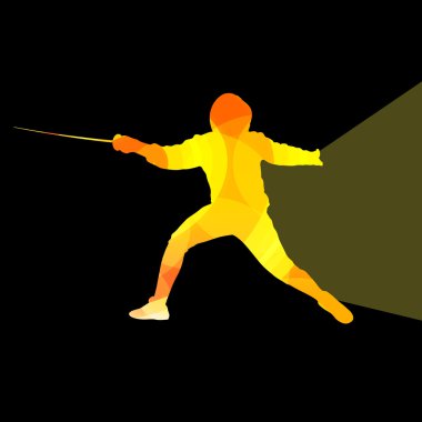 Fencing man silhouette vector background colorful concept