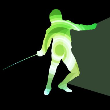 Fencing man silhouette vector background colorful concept