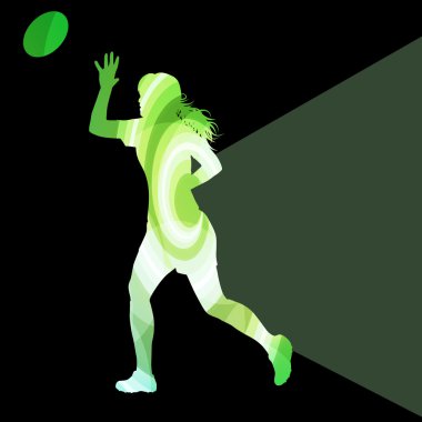 Rugby woman player silhouette vector background colorful concept