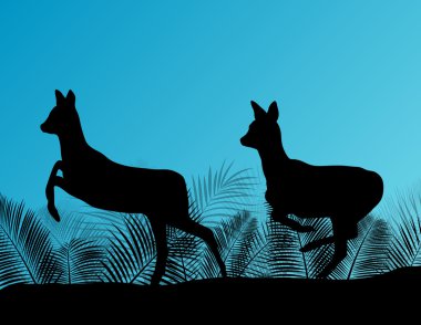 Deer doe in grass field vector background