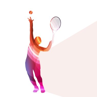 Woman tennis silhouette vector background colorful concept