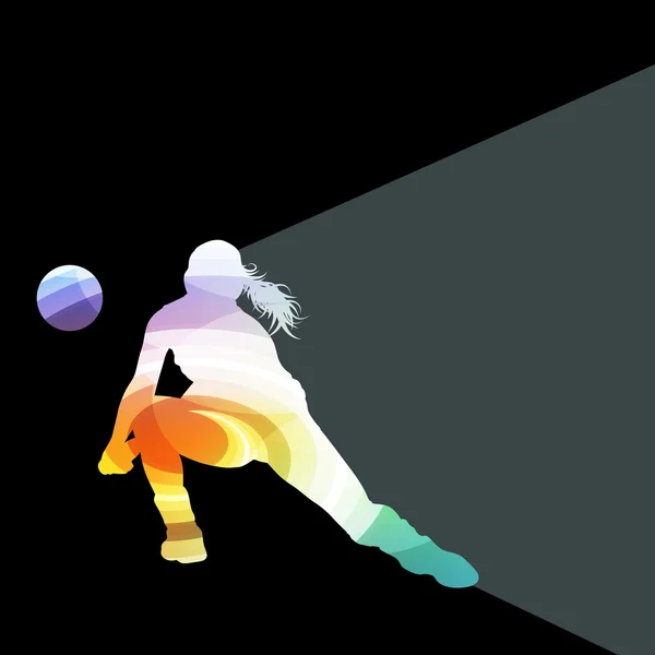 Žena ženský volejbalový hráč silueta vektor pozadí colo — Stockový vektor