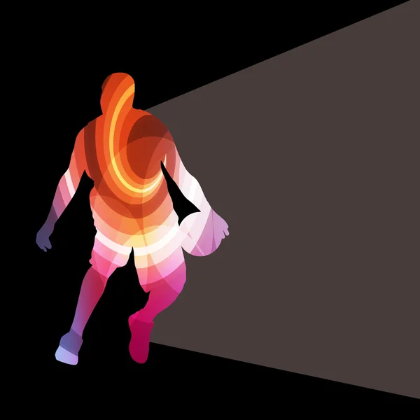 Basketball joueur homme silhouette illustration vectoriel fond — Image vectorielle