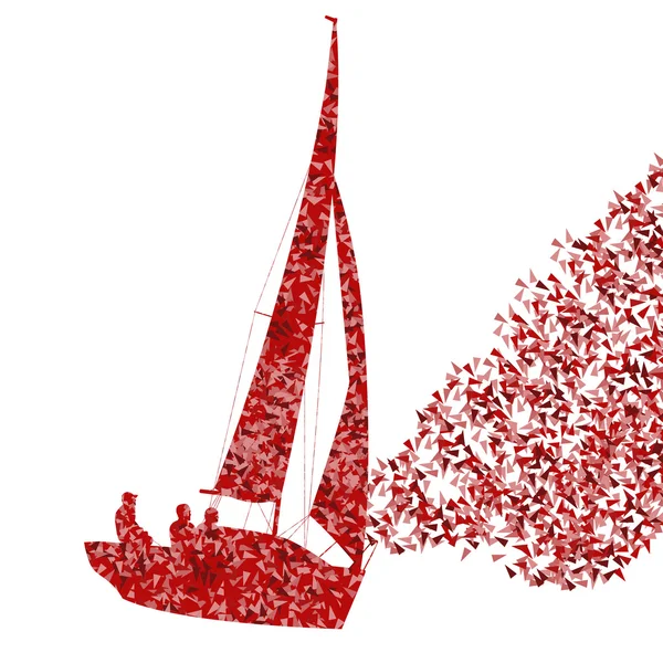 Segeljacht, Bootsvektor Hintergrundkonzept aus Fragmenten — Stockvektor