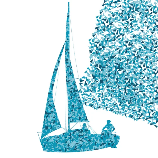 Sailing yacht, boat ship vector background concept made of fragm — Stockový vektor