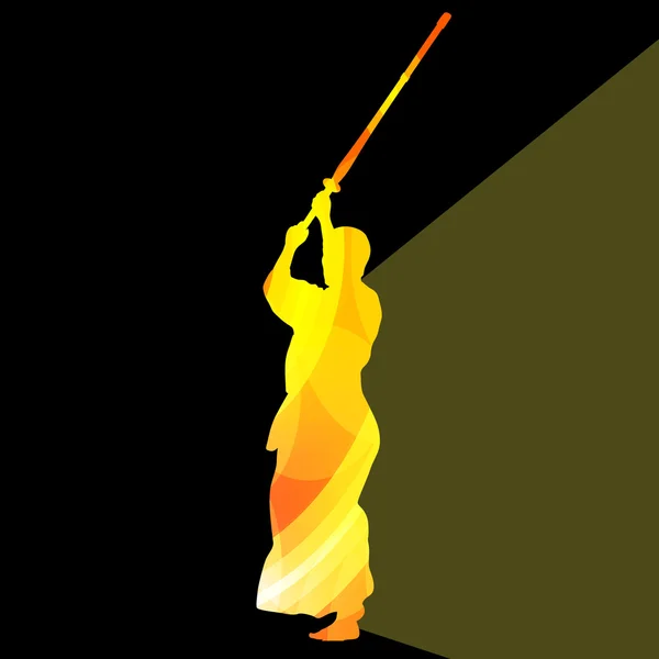 Kendo training sport man silhouette illustration vector backgrou — Stockový vektor