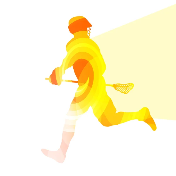 Joueur de crosse en équipement de protection et en action silhouette homme — Image vectorielle
