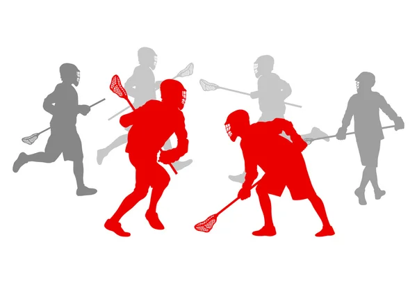 Jugador de lacrosse en acción ganador concepto vector fondo — Archivo Imágenes Vectoriales