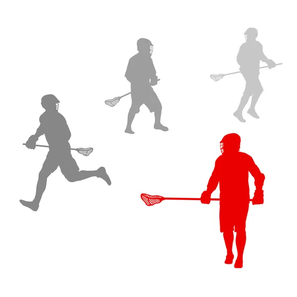 Jugador de lacrosse en acción ganador concepto vector fondo — Archivo Imágenes Vectoriales