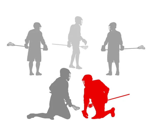 Lacrosse giocatore in azione vincitore concetto di sfondo vettoriale — Vettoriale Stock