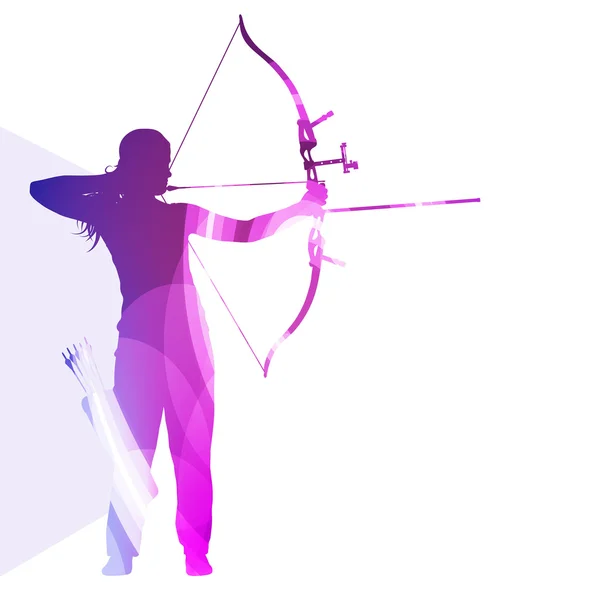 Archer entrenamiento arco hombre silueta ilustración vector backgroun — Vector de stock