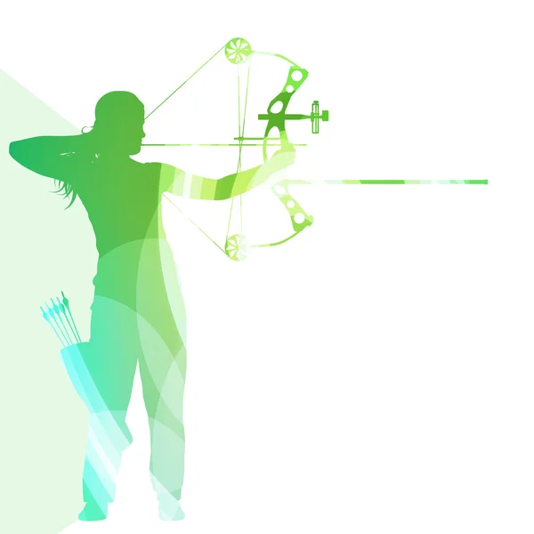 Archer training bow man silhouette illustration vector backgroun — Stock vektor