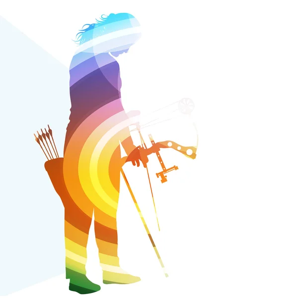 Archer training bow man silhouette illustration vector backgroun — Stockový vektor