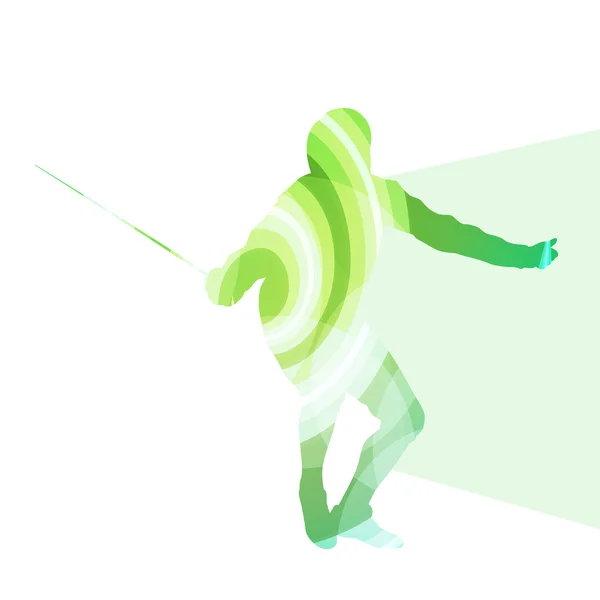 Fencing man silhouette vector background colorful concept — Stockový vektor