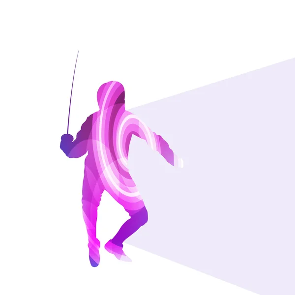 Fencing man silhouette vector background colorful concept — Stockový vektor