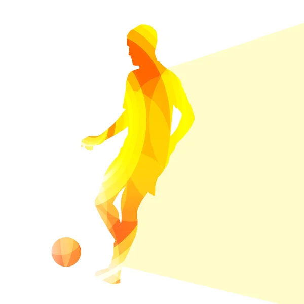 Fútbol jugador de fútbol silueta vector fondo colorido con — Vector de stock