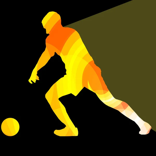 Soccer footballeur silhouette vecteur fond coloré con — Image vectorielle