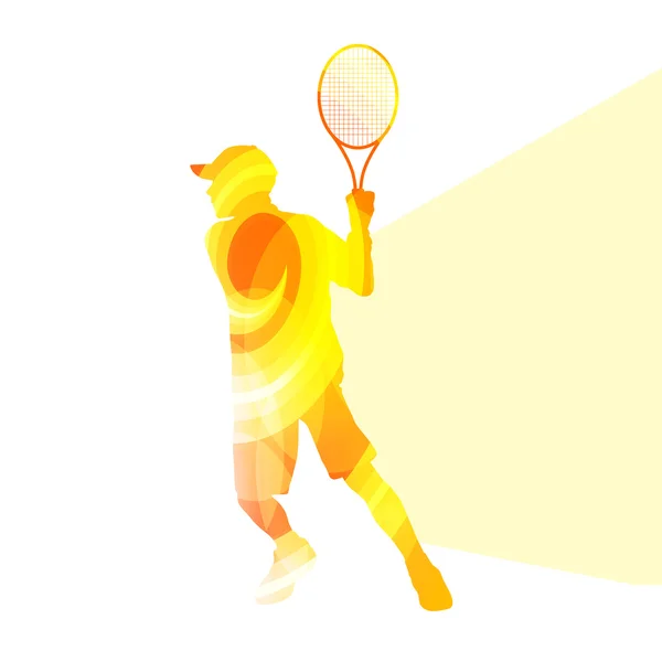 Man, boy tennis silhouette vector background colorful concept — Διανυσματικό Αρχείο