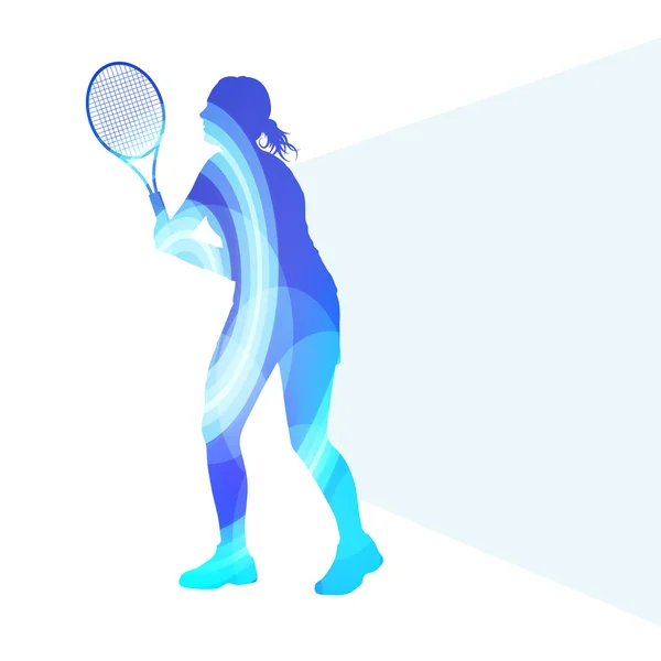 Woman tennis silhouette vector background colorful concept — ストックベクタ